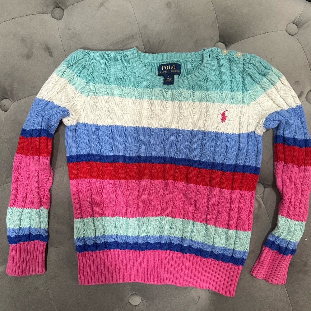 Polo by Ralph Lauren Little Girls Colorful Striped Sweater